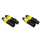 1 Pair XLR 3Pin Male Female DIY Audio Cable Connectors Solder Plug (Yellow)