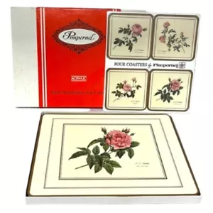 Pimpernel Traditional Acrylic Cork Back Placemats & Coasters English Rose Box - Picture 1 of 10