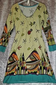 Strickkleid bedruckt Vögel Tier Langarm Größe S - Bild 1 von 11