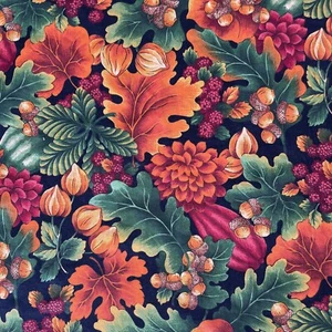Cranston VIP Cotton Fabric - Fall Leaves ๐ Berries 47 1/2 โ x 43โ - Picture 1 of 2