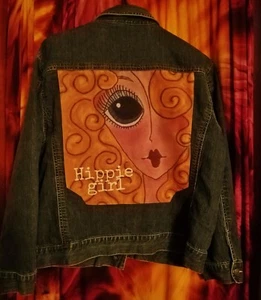 Hippie Künstler Patch Orig Design UNIKAT BOHO WEAR YOUR ART XL Jeansjacke - Bild 1 von 1