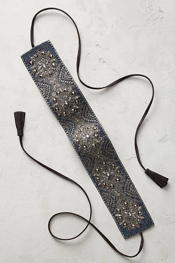 Anthropologie Soraya Nuevo Cinturón Cuentas Azul Nuevo Con Etiquetas Foto 1 de 1