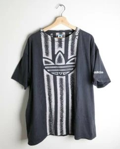 Vintage 90s Insane Adidas Originals AOP Trefoil T Shirt USA Made Single Stitch - Picture 1 of 5