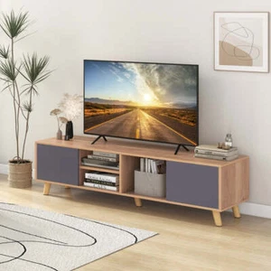 Costway Modern Rustic TV Stand for TVs up to 65 Inches with Open Shelf - Picture 1 of 10