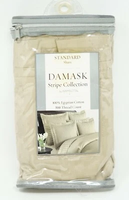 Wamsutta ® 500 дамасской полоски Sham 100% египетский хлопок - стандарт - пшеничный цвет - Изображение 1 из 3