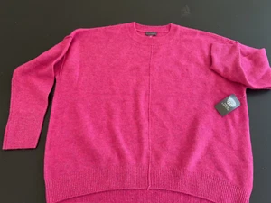 NWT Vince Camuto Women's Knit Shirt Crewneck Sweater Hot Pink (GR170) - Picture 1 of 10