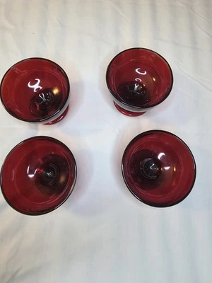 Vintage Anchor Hocking Royal Ruby Sherbet Glass Dessert Cups Set Of 4 - Image 1 of 3