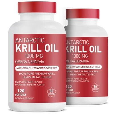 2 paquetes de aceite de krill antártico 1000 mg con Omega-3 EPA DHA y astaxantina EE. UU. Foto 1 de 4