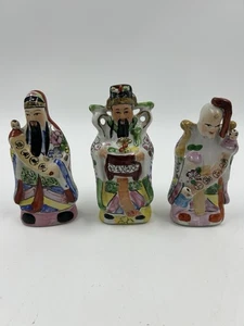 Estatuillas de porcelana Fu Lu Shu de los inmortales chinos de colección fortuna prosperidad - Imagen 1 de 8