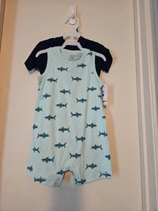 2 Carter's Rompers 1 Sleeveless 1 Short Sleeve Snaps for Easy Changing 24 Months - Picture 1 of 3