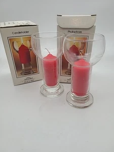 Pair Saint Gobain Crystal Floating Candle Holder Candle 6.5" Vtg Made Germany - Picture 1 of 6