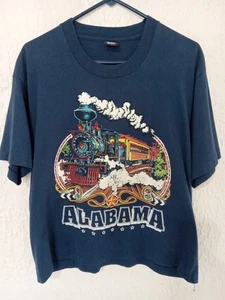 Vintage 1989 Georgia Train Navy T Shirt Single Stitched Size XL Jerzees Graphic - Picture 1 of 5