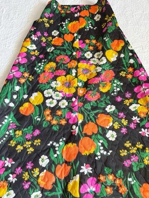 Maxi Falda Acolchada Floral Negra Vintage MOD Boho Retro Pequeña Foto 1 de 4