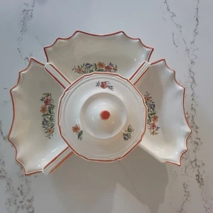 Vtg California Originals Chip Dip Serving Set Floral Ceramic 237 238 Made in USA - Picture 1 of 12