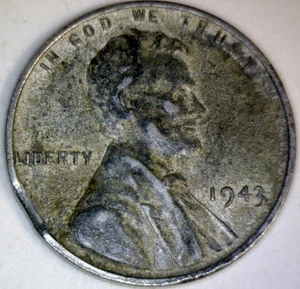 1943 ERROR CLIPPED STEEL WWII Lincoln Wheat Cent Coin = Clip LOT #4  NR - Picture 1 of 2