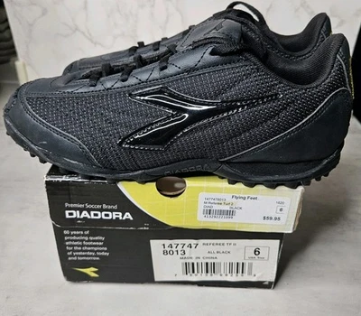 Diadora Referee Turf 2 Size 6 Black Soccer Cleats New In Box - Image 1 of 4