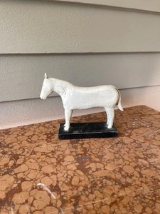 Antique (?) FOLK ART CARVED WHITE HORSE WOOD on STAND AS FOUND - Picture 1 of 17