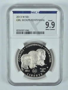 2013-W Girl Scouts Commemorative Silver Dollar Proof 9.9 UCAM NGC X - Picture 1 of 5