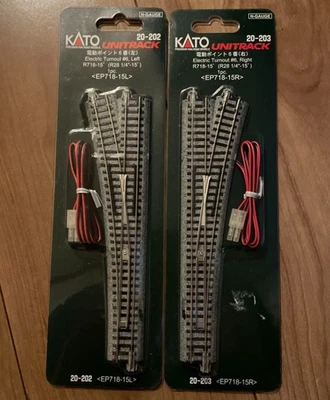 KATO N Scale KATO UNITRACK 20-202 & 20-203 LT & RT Electric Turnout #6 set of 2 - Image 1 of 2