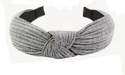 Gray Top Knot Fabric Headband Bohemian Festival Hair Accessory - Image 1 of 4
