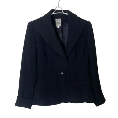 Vintage Zelda Fitted Blazer Light Shoulder Pads Size 6 in Black - Image 1 of 4