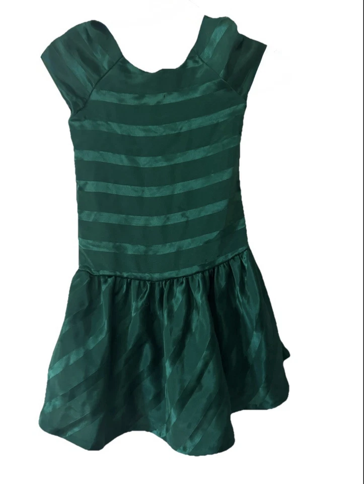 Vestido de fiesta Gymboree para niñas verde esmeralda 8 rayas satinadas lazo estrás Foto 1 de 3