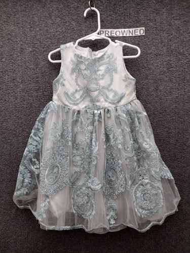 OFF WHITE Abito smanicato bambina Popatu pizzo ricamato leggero come nuovo bianco sporco taglia 4