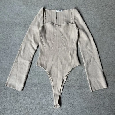 Новый 4th & Reckless x Felicia Filippa LouLou ребристый боди кремовый размер 12 Великобритании 8 США - Изображение 1 из 4