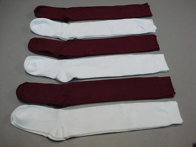 NWOT Women's Hue Flat Knit Knee High Socks One Size  6 Pair White/Burgundy #164A - Image 1 of 2