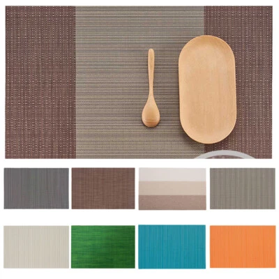 Rectangle Table Mats Woven Non-Slip Heat Insulation Placemat Cup Tableware Pads - Image 1 of 4