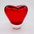 Vase en verre Salviati petit cœur de Murano par Maria Hamel Valentines rouge clair années 1990