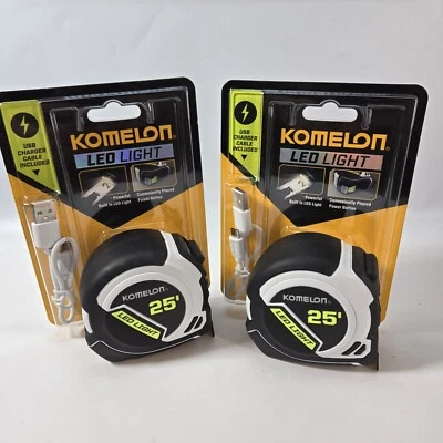 Komelon LED Light Tape Measure, White/Black - 25ft. - 25LED Pack Of 2  - Image 1 of 3