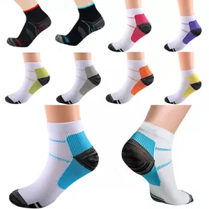 1 par de calcetines de presión unisex para hombre ciclismo deportes calcetines de compresión calcetines al tobillo - Imagen 1 de 20