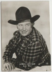 Andy Devine 1950s Belgian Gum Film Stars Real Photo Trading Card #16