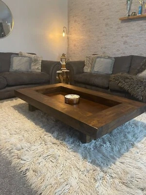 Rustic handmade solid wood sleeper coffee table Xtra Large Xtra wide 1.4 meter - Image 1 of 4