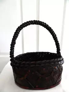 Cesta de almacenamiento/recolección de mimbre tejida vintage con mango--14"" x 10"" x 7"" de profundidad - Imagen 1 de 6