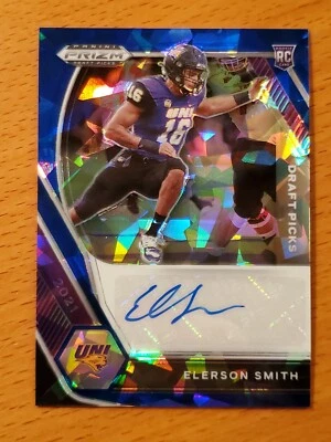 2021 Prizm Draft Auto Blue Ice #173 Elerson Smith UNI Rookie LB #'d 38/75 - Image 1 of 2