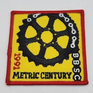 Vintage 1991 metric century bbsc patch yellow black red with gear - Picture 1 of 2