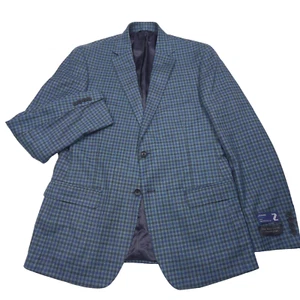 $598 Bloomingdales Zignone Blue & Green Check Sport Coat Jacket Mens Size 42L - Picture 1 of 11