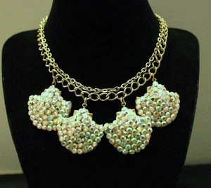 NECKLACE DOUBLE STRAND BLING CHARMS GOLD TONED VINTAGE - Picture 1 of 7