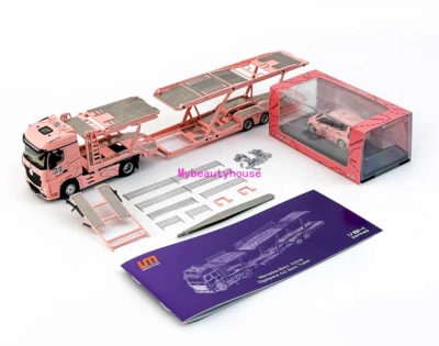 1:64 Pink Actros Gigaspace 4x2 Trailer Truck Fit GD3 Model Diecast Metal Car - Image 1 of 4