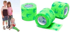 ANDOVER CO-FLEX NL 2"x5Yds PACK de 3 dinosaurios azules en vendajes elásticos verde neón - Imagen 1 de 3