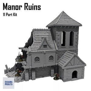 Große Herrenhausruine - 28mm Mittelalter RPG Fantasy Ruinen Tabletop Gelände 3D gedruckt - Bild 1 von 11
