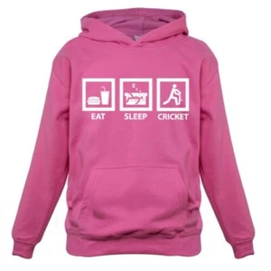 Eat Sleep Cricket - Kids Hoodie World Cup Twenty 20 Six Fan Player Love England - Picture 1 of 6