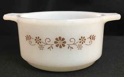 Plato blanco vintage Dynaware PYR-O-REY 6" con flores marrones - ¡EXCELENTE ESTADO! Foto 1 de 4