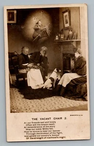 The Vacant Chair 2 Poem Soldier Flag Bamforth Real Photo Postcard RPPC c1910 - Picture 1 of 2
