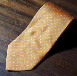 Altea Milano Krawatte 100% Seide Vintage Orange Mandarine Marineblau Polka Dots Italy - Bild 1 von 6