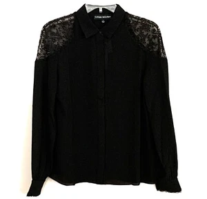 Catherine Malandrino Gr. Small Shirt Damen Schwarz Spitzeneinsatz Transparent Neu W1 - Bild 1 von 9