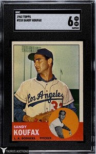 1963 Topps #210 Los Angeles Dodgers HOF Sandy Koufax Baseball Card SGC 6 EX-NM
