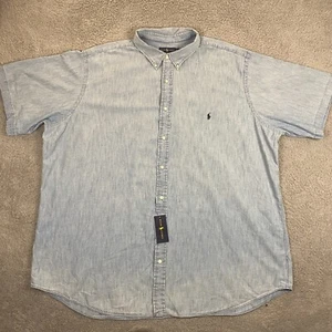 Ralph Lauren Shirt 4XLT Big & Tall Chambray Button Down Short Sleeve Denim NEW - Picture 1 of 10